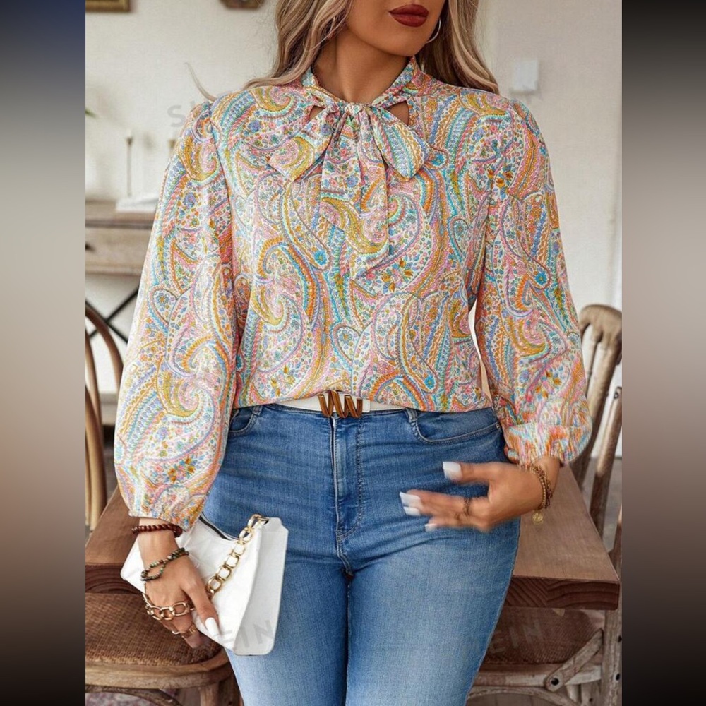 *$2 add on- Paisley Print top